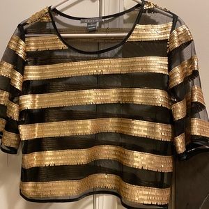 Gold & Black Sequin cropped blouse
